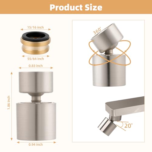 Aireador de grifo a prueba de salpicaduras con difusor orientable de rosca interna 6