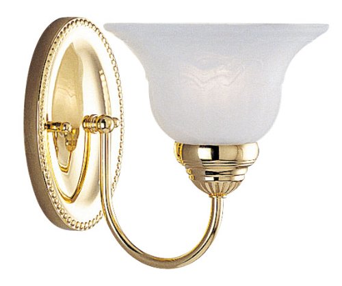 Livex Lighting 1531-02 Edgemont Single Light Wall Sconce Polished Brass with White Alabaster Glass