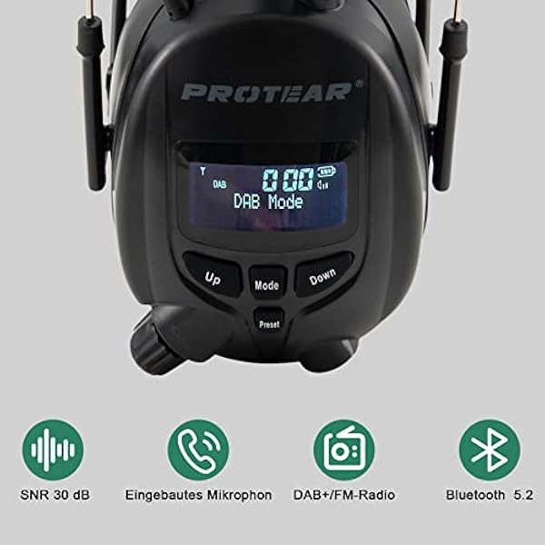 PROTEAR Cuffie Antirumore Bluetooth con radio DAB/DAB /FM, microfono integrati, per taglio, segatura, officina,SNR 30dB