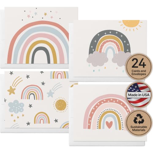 Image of Twigs Paper Rainbow Greeting Cards, 24 Blank All Occasion Note Cards