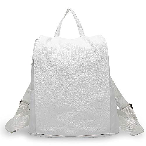Image of zency Classic Genuine Leather Fashion Women Backpack Quality More Pockets Daily Knapsack Ladies Rucksack White