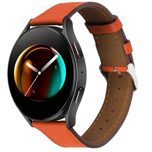 Italy Genuine Leather Watch Bands Men Women Compatible with Samsung Galaxy Watch Band, 20mm 22mm Lugs Watch Straps, Quick Release Wear-resistant Sweat-Resistant Smartwatch Replacement Strap