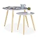 Produktbild Relaxdays, grau/Natur 2er Set Beistelltisch, Holzbeine, Tischplatte rund, Satztische, dekoratives Muster, 40 & 60 cm Ø, 48 x 60 x 60 cm