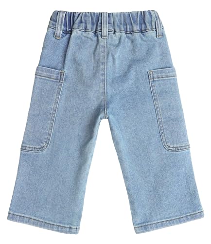 Pantalones vaqueros cargo de pierna ancha en mezclilla elástica premium 2