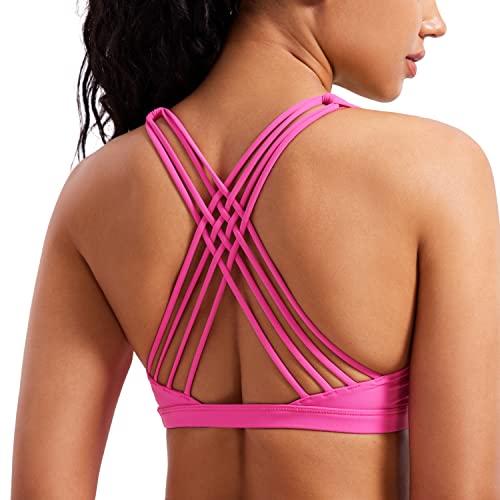 Image of CRZ YOGA Naked Feeling Cross Back Sports Bras | Light Support, Removable Pads, Yoga, Sleek, Strappy, Scoop Neck, for Women