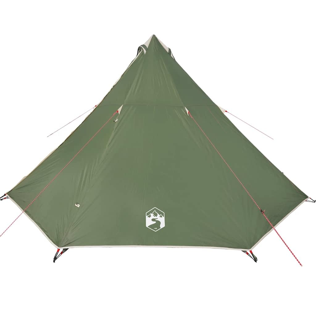 Tipi para 8 personas, verde, impermeable, a prueba de viento, con conector E para cable de extensión, ventilación, cremallera, ligera y portátil, tienda de camping