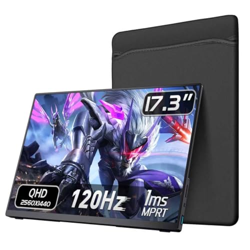 VOKENSU Portable Monitor, 17.3 inch 2K 144Hz 2560x1440p QHD Gaming HDR FreeSync, Ultra Slim Travel...