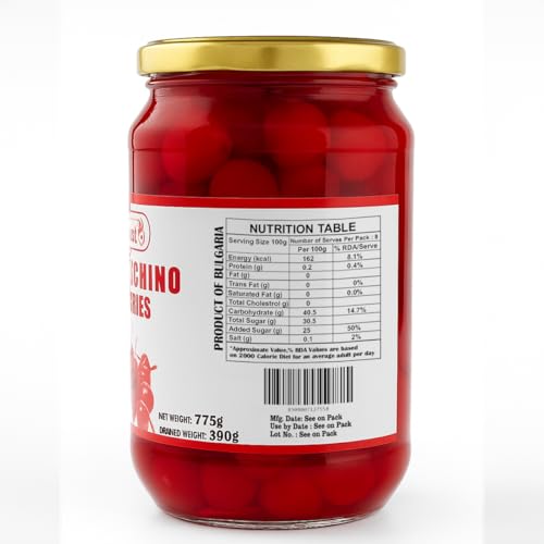DeBesto Maraschino Cherries with Stem – 775g | Premium Cocktail & Dessert Garnish | Perfect for Drinks, Cakes & Ice Cream - Image 2 thumbnail