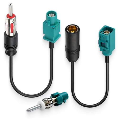 3PCS Adaptateur Antenne Autoradio Universel avec Câble Fakra Z Mâle vers Prise DIN et Fakra Femelle vers Fiche DIN, Convertisseur pour Antenne Stéréo Radio...