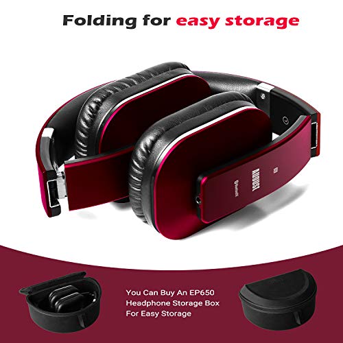 Image of Over Ear Bluetooth Wireless Headphones - August EP650 with Android /iOS App for Custom Sound Control - Enjoy Bass Rich Sound and Optimum Comfort - Bluetooth v4.2, NFC and aptX LL Low Latency - [Red]