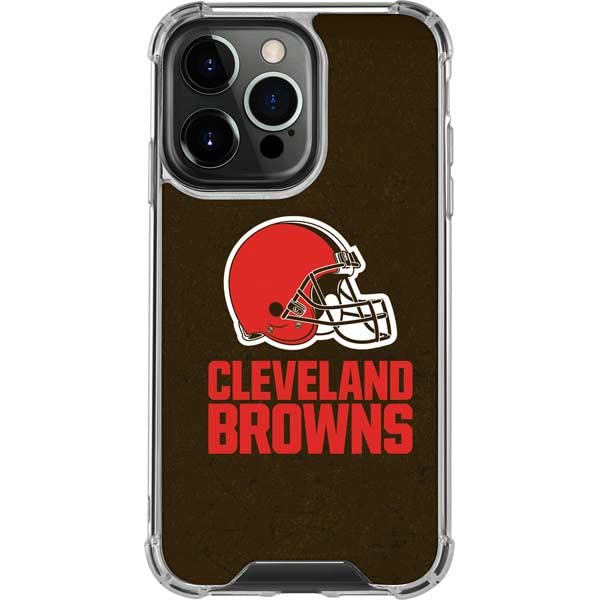 Skinit Clear Phone Case Compatible with iPhone 13 Pro - Officially Licensed NFL Cleveland Browns Distressed Design