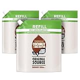 Original Source Coconut and Shea Butter Shower Gel with 100% Natural Fragrance, Vegan Shower Gel, Paraben Free Body Shower Wash, Multipack of 3 x 1000ml