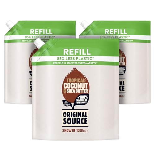 Original Source Coconut and Shea Butter Shower Gel with 100% Natural Fragrance Vegan Shower Gel Paraben Free Body Shower Wash Multipack of 3 x 1000ml
