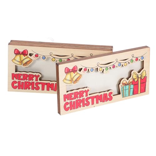 Healeved 3個木製クリスマスマネーホルダー キャッシュカード収納 パーティー記念品 現プレゼント用ホルダー ホリデーイベント