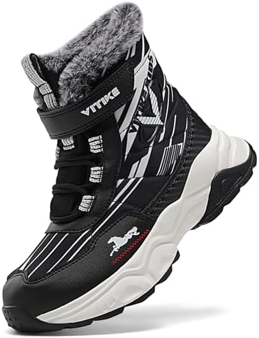 JMFCHI Winterschuhe Jungen Schneestiefel Mädchen Warm Gefüttert | Weiches Kunstpelzfutter, Rutschfeste Sohle, Guter Knöchelhalt, Einfaches Schnüren, Winterstiefel für Alltag, Outdo