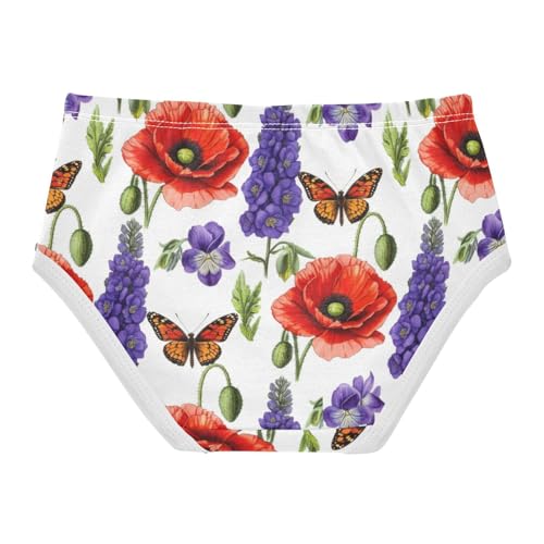 Joisal Cotton Girls Underwear Toddler Botanical Wildflowers Red Flowers Little Girl Panties Designer Briefs Girls Undies 2t2