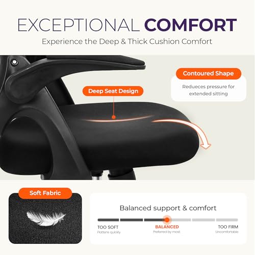 Image of NEO CHAIR Office Desk Chair, Ergonomic Mesh with Flip-Up Arms, Dark Black