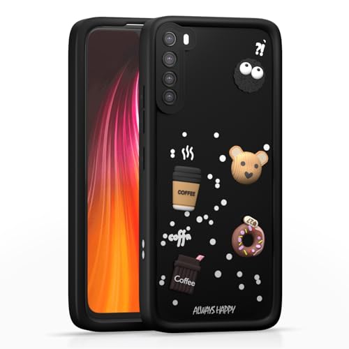 Image of Outlouders Back Cover for Redmi Note 8 | 3D Cartoon Cute Fun Bear | Silicone Full Body Protection Bumper Case (Black)