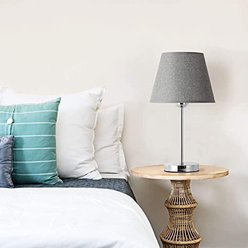 UOMIO Table Lamps Set of 2 for Living Room Modern Silver Table Lamps for Bedroom, Bedside Table Lamps with Metal Base & E27 Bulb Base Nightstand Lamps Grey 2 Pack UOMIO Table Lamps Set of 2 for Living Room Modern Silver Table Lamps for Bedroom, Bedside Table Lamps with Metal Base & E27 Bulb Base Nightstand Lamps Grey 2 Pack