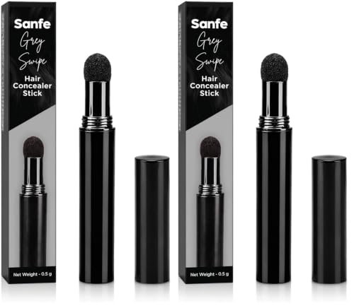Image of Sanfe Quick Fix Hair & Eyebrow Touch-Up Kit | Powder Stick For Thinning Hair, Bald Spots & Root | Hairline Contouring | Waterproof | Gray & Thin Hair For Women & Men (Pack of 2)