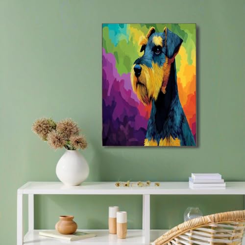 Cuadro de terrier para sala, pintura moderna en lienzo multicolor, 50x70 cm 2