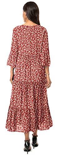 VIISHOW-Womens-34-Sleeve-Casual-Bohemian-Midi-Dress