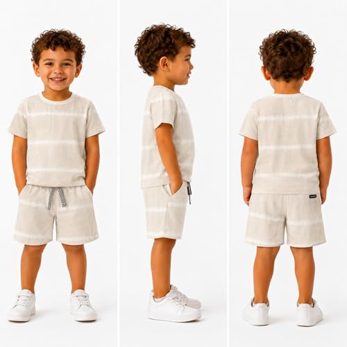 Image of Volcom Toddler Baby Boy Shorts Set - 2 Piece Short Sleeve Graphic Tees and Shorts Infant Toddler Little Boys Summer Outfits