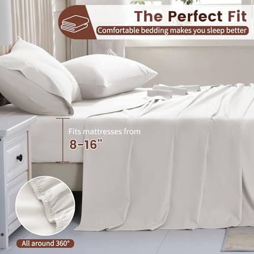 Bedlifes 1000 Thread Count 100% Egyptian Cotton California King Size Sheets Set - Sateen Soft Silky Breathable Luxury Cooling 4 Pieces (Linen)