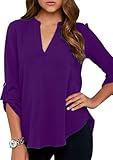 EFOFEI Womens Notch V Neck Blouse Loose Fit Long Sleeve Beach Blouse Tops,Purple,2XL EFOFEI Womens Notch V Neck Blouse Loose Fit Long Sleeve Beach Blouse Tops,Purple,2XL