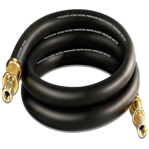 Image of 3 /8 Inch HVAC Vacuum Hose,3 /8 inch to 3 /8 inch FL, 6FT, High-Flow Refrigerant Hose, 640 PSI Working, 3200 PSI Burst, 4-Layer Low Permeation Construction - Fits R410A R134A R22 R404A Systems