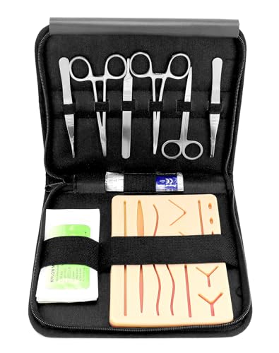 QWORK® Juego de sutura médica para estudio y práctica, juego de práctica de sutura para heridas, regalos para estudiantes de medicina