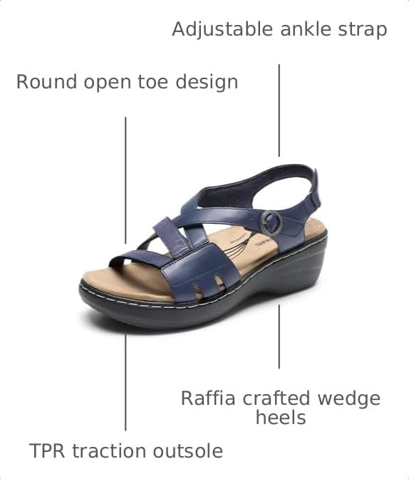 Image of DREAM PAIRS Women's Open Toe Wedge Sandals Walking Shoes | Cushioned footbed with supportive comfort for walking, vacations, beach outings, shopping and everyday summer wear