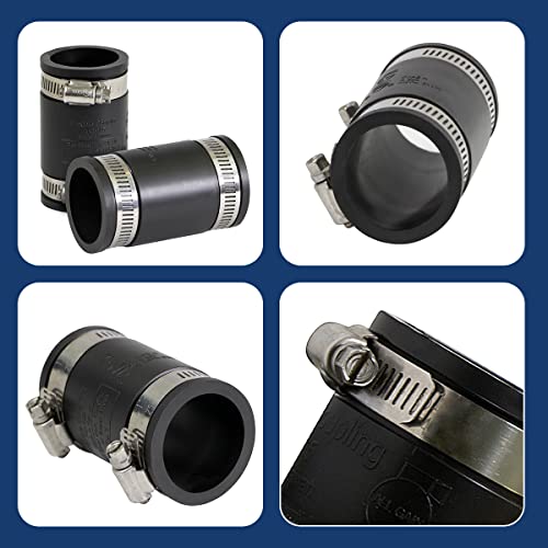Image of SUPPLY GIANT 6I44 Flexible Pvc Rubber Coupling with Stainless Steel Clamps, 1 Inch, Black