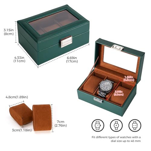 Image of ProCase 3 Slot Watch Display Case for Men, PU Leather Organizer Box, Father's Day Gift Holder - MidnightGreen