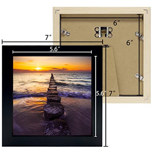 Lekaiya 6X6 Black Picture Frames Set Of 2, Square Solid Wood Photo Frame For Tabletop Or Wall Mounting #TOP1