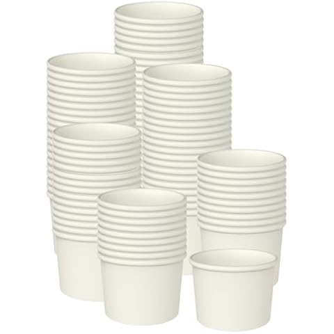 Axe Sickle 50 Pcs 11 Ounce Paper Ice Cream Cups Disposable Dessert Bowls for Hot or Cold Food, Sundae, Frozen Yogurt, Soup, White Cover