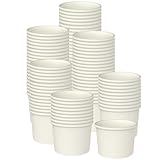 100 Pcs 11 Ounce Paper Ice Cream Cups Disposable Dessert Bowls for Hot or Cold Food, Sundae, Frozen Yogurt, Soup, White