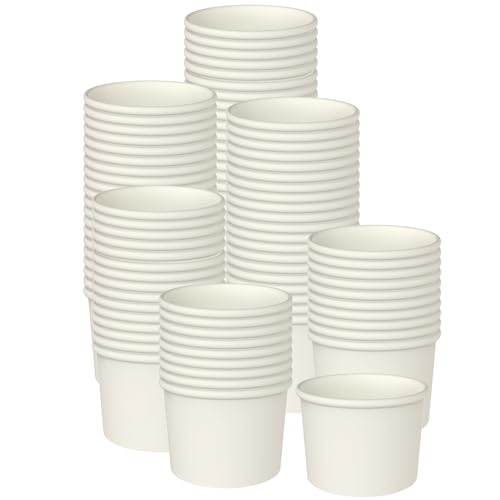 200 Pcs 4 Ounce Paper Ice Cream Cups Disposable Dessert Bowls White