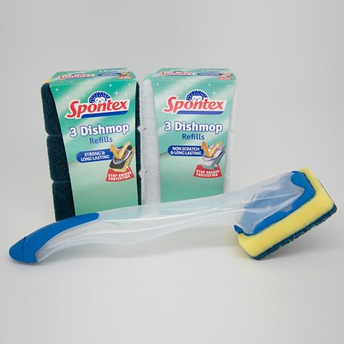 Spontex Geschirrwischer-Nachfüller, Starke Ersatz-Schwammköpfe für Spülbürste, Schwamm-Scheuerschwamm für effiziente Reinigung, 27 Stück