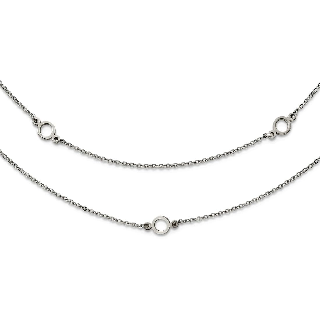 JewelryWeb Halskette für Damen, Edelstahl, poliert, Karabinerverschluss, zwei Stränge mit 5,1 cm Verlängerung, 39,5 cm