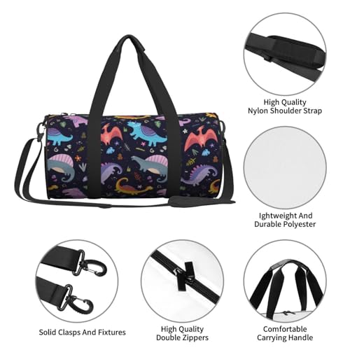 Large Duffle Bag for Travel - Cartoon Dinosaur B Gym Bag for Women Men, Foldable Travel Bags for Women Men with Zippered Multiple Pockets3