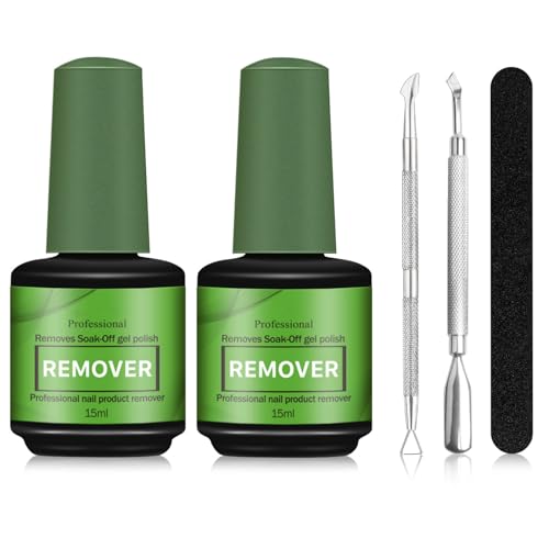 Dissolvant Vernis Semi Permanent 2 Pièces, Gel Nail Polish Remover, Enlève Rapidement et Facilement le Vernis en Gel Avec Lime à Ongles et Grattoirs