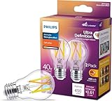 PHILIPS LED 40W A15 2-Pack Ultra Definition Soft White (2700K) 450 Lumen (5W = 40W) Dimmable Clear Flicker-Free Light Bulbs