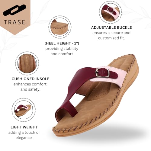 Image of TRASE Extra Soft Slippers for Women | Orthopedic Diabetic Footwear with Cushioned Insole | Lightweight & Comfortable Ladies Chappals with Toe Ring and Adjustable Buckle