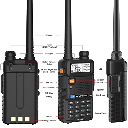 Baofeng Uv-5R Dual Band Two Way Radio (Black), 144-148Mhz & 420-450Mhz #TOP5