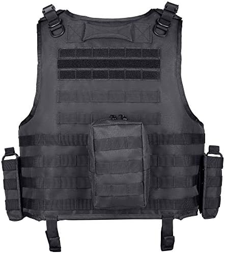 MGFLASHFORCE Tactical Airsoft Vest Adjustable Modular Paintball Vest (Black) - 1