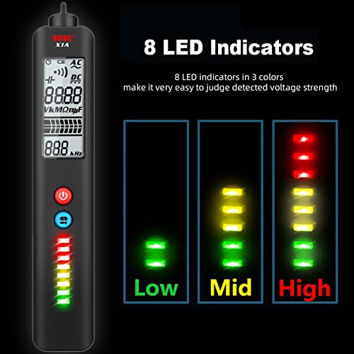 Bside Pen-Type Digital Multimeter Pocket Smart Voltmeter Capacitance Voltage Resistance Continuity Hz V-Alert Voltage Tester With Red Backlight For Electronic Maintenance #TOP2
