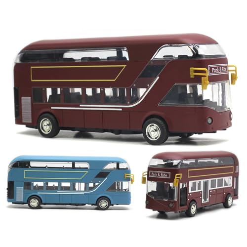 Image of DARVICE Toy Bus Double Decker Bus Toys for Kids Diecast Metal Bus Alloy London Bus Light & Music Open Door Collection Bus Toys for Boy Kids