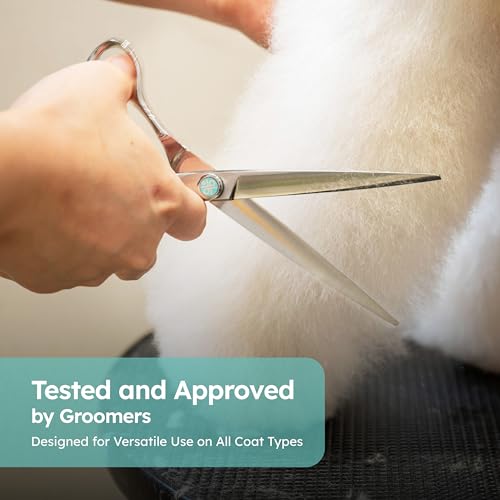 Image of 7.0 inch Dog Grooming Scissors with Micro Serrated Edge | Lightweight | Anti-Slip Precision Control| No Pulling, Folding, Sticking | Ideal for Medium Large Dogs | Long Lasting VG-10 Steel | K9 Shears