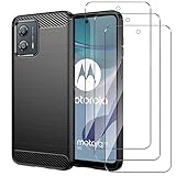 GEJEFA Coque pour Motorola Moto G53 + 3 X Protecteur D'écran en Verre Trempé, Protection Complète Silicone Souple TPU Anti Choc et Anti Rayure Coque   Noir